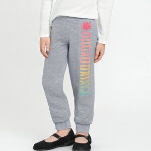 Love Republic Girls 6-6X Heather Gray Joggers Vertical Graphic GLITTER FOREVER